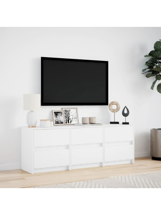 Tv skapītis ar led, balts, 140x34x50 cm, inženierijas koks