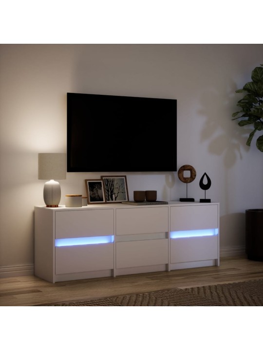 Tv skapītis ar led, balts, 140x34x50 cm, inženierijas koks