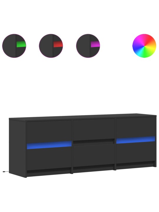 Tv skapītis ar led, melns, 140x34x50 cm, inženierijas koks