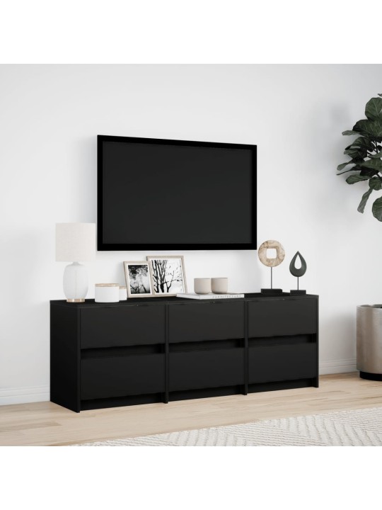 Tv skapītis ar led, melns, 140x34x50 cm, inženierijas koks