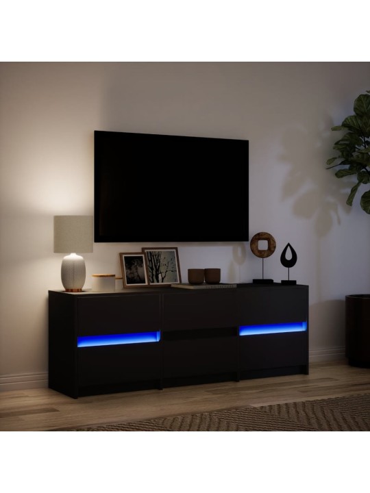 Tv skapītis ar led, melns, 140x34x50 cm, inženierijas koks