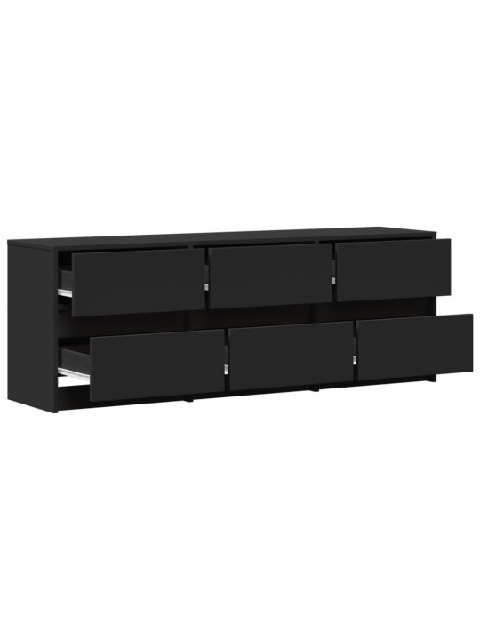 Tv skapītis ar led, melns, 140x34x50 cm, inženierijas koks