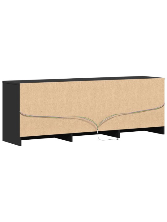 Tv skapītis ar led, melns, 140x34x50 cm, inženierijas koks