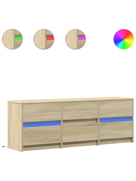 Tv skapītis ar led, koka krāsa, 140x34x50 cm, inženierijas koks