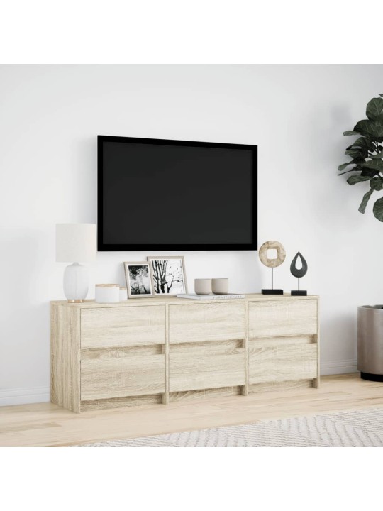 Tv skapītis ar led, koka krāsa, 140x34x50 cm, inženierijas koks
