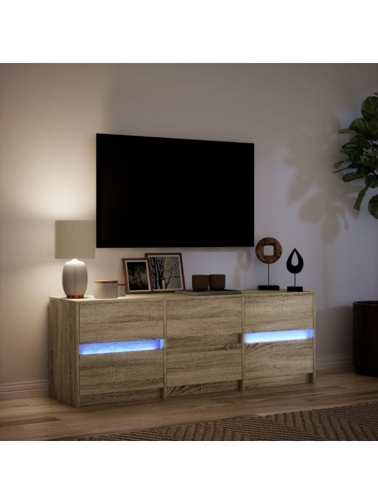 Tv skapītis ar led, koka krāsa, 140x34x50 cm, inženierijas koks