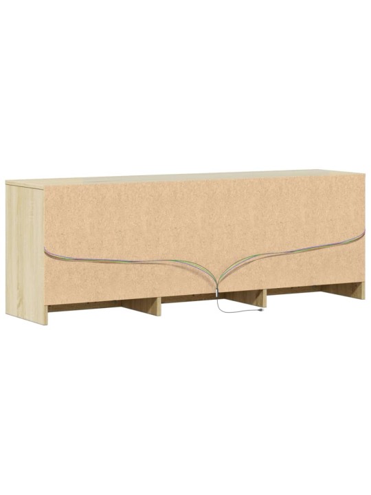 Tv skapītis ar led, koka krāsa, 140x34x50 cm, inženierijas koks