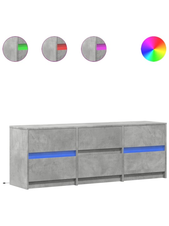 Tv skapītis ar led, pelēks, 140x34x50 cm, inženierijas koks