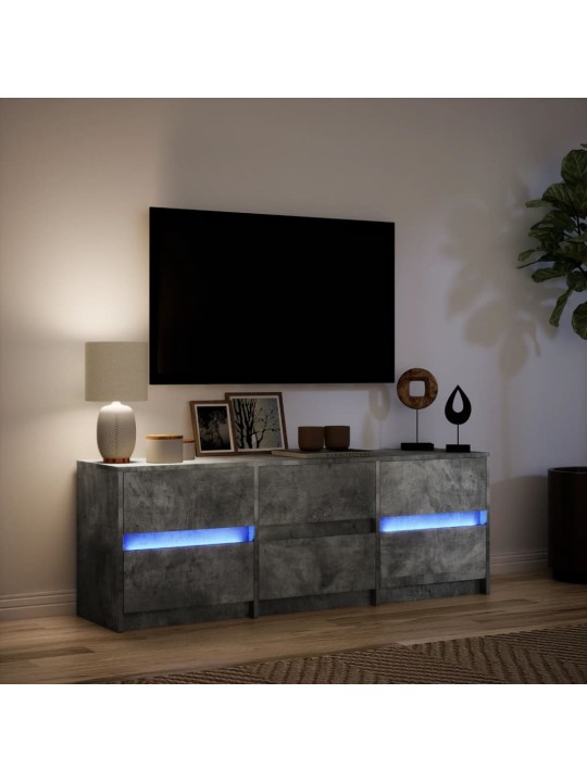 Tv skapītis ar led, pelēks, 140x34x50 cm, inženierijas koks