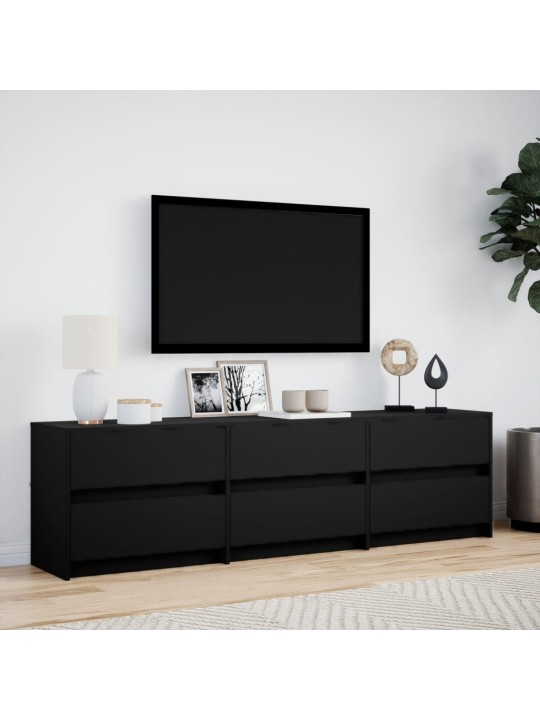 Tv skapītis ar led, melns, 180x34x50 cm, inženierijas koks