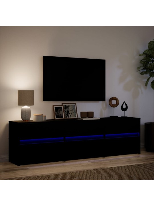 Tv skapītis ar led, melns, 180x34x50 cm, inženierijas koks