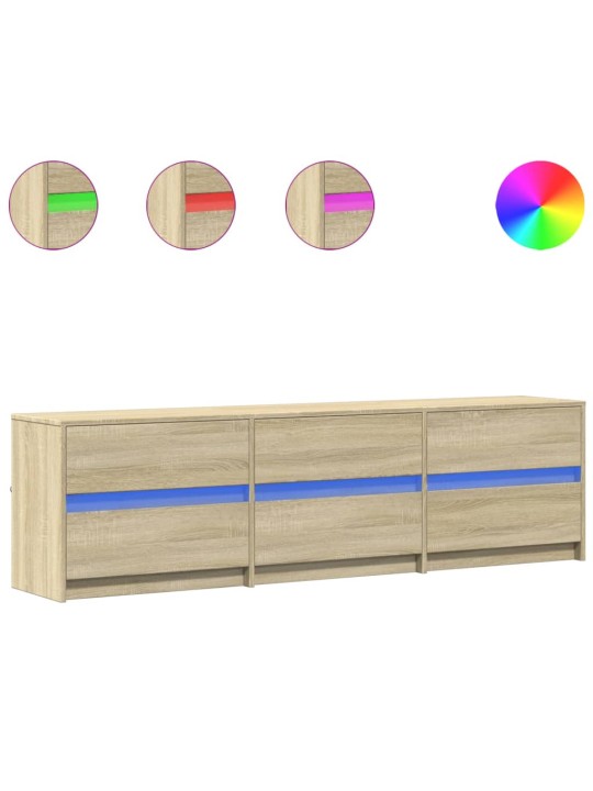 Tv skapītis ar led, koka krāsa, 180x34x50 cm, inženierijas koks