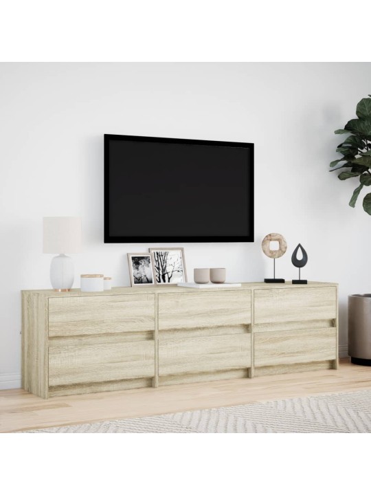 Tv skapītis ar led, koka krāsa, 180x34x50 cm, inženierijas koks