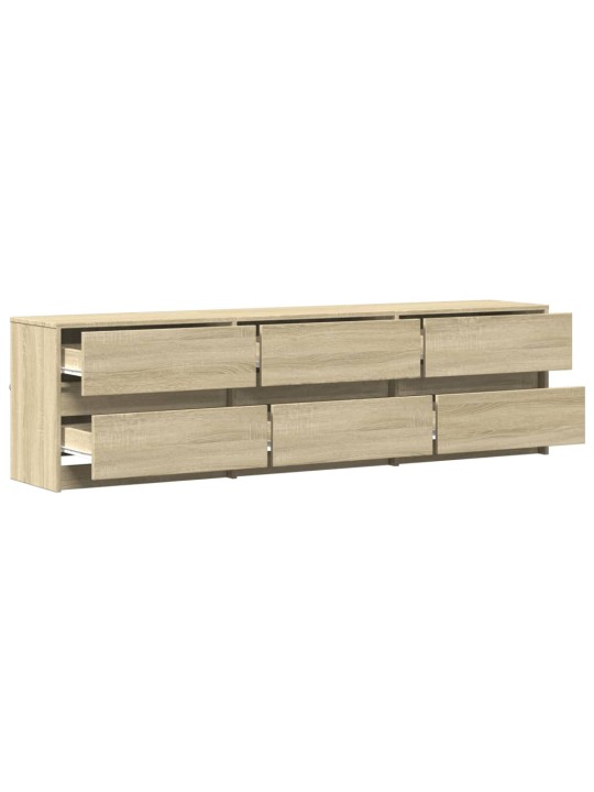 Tv skapītis ar led, koka krāsa, 180x34x50 cm, inženierijas koks