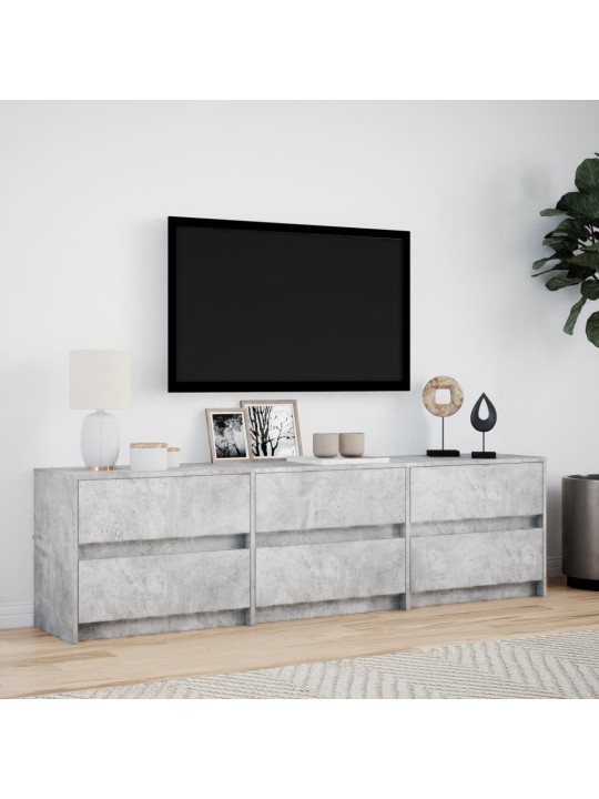 Tv skapītis ar led, pelēks, 180x34x50 cm, inženierijas koks