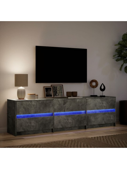 Tv skapītis ar led, pelēks, 180x34x50 cm, inženierijas koks