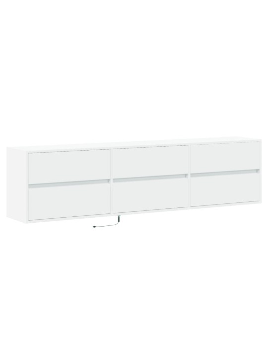 Tv sienas plaukts ar led, balts, 180x31x45 cm