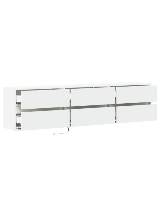 Tv sienas plaukts ar led, balts, 180x31x45 cm