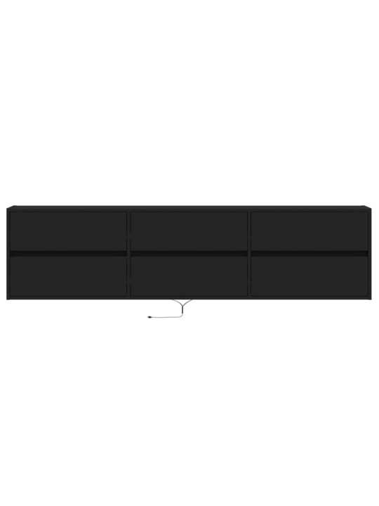 Tv sienas plaukts ar led, melns, 180x31x39,5 cm