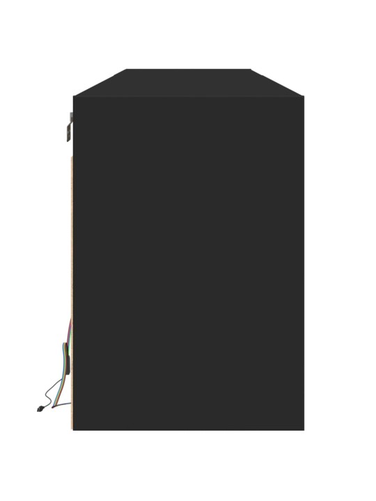 Tv sienas plaukts ar led, melns, 180x31x39,5 cm