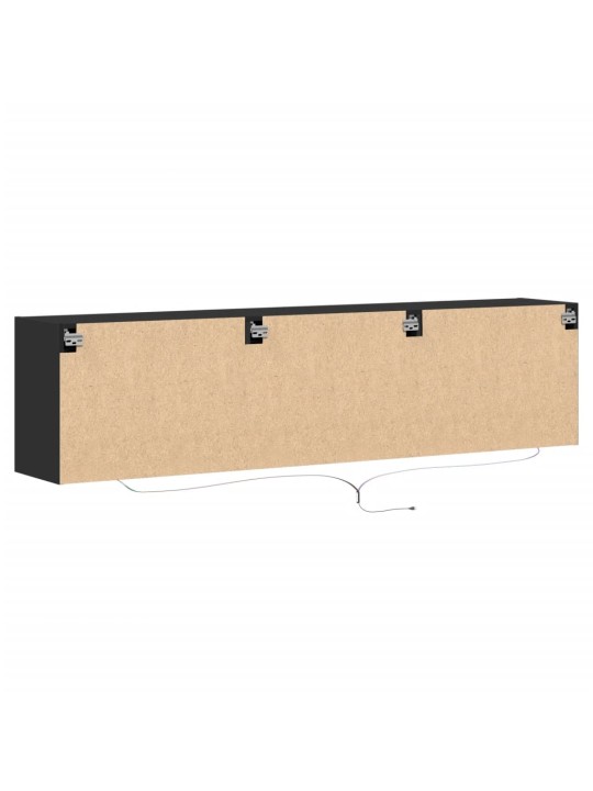 Tv sienas plaukts ar led, melns, 180x31x39,5 cm