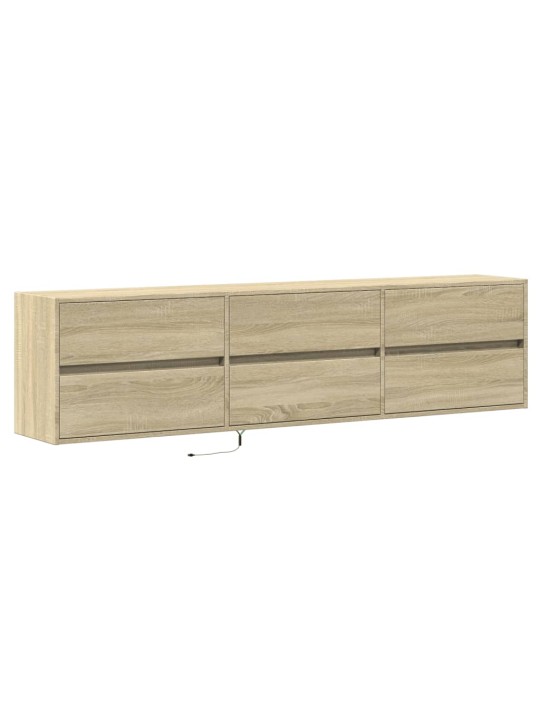 Tv sienas skapītis ar led, ozolkoka, 180x31x45 cm
