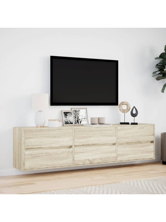 Tv sienas skapītis ar led, ozolkoka, 180x31x45 cm