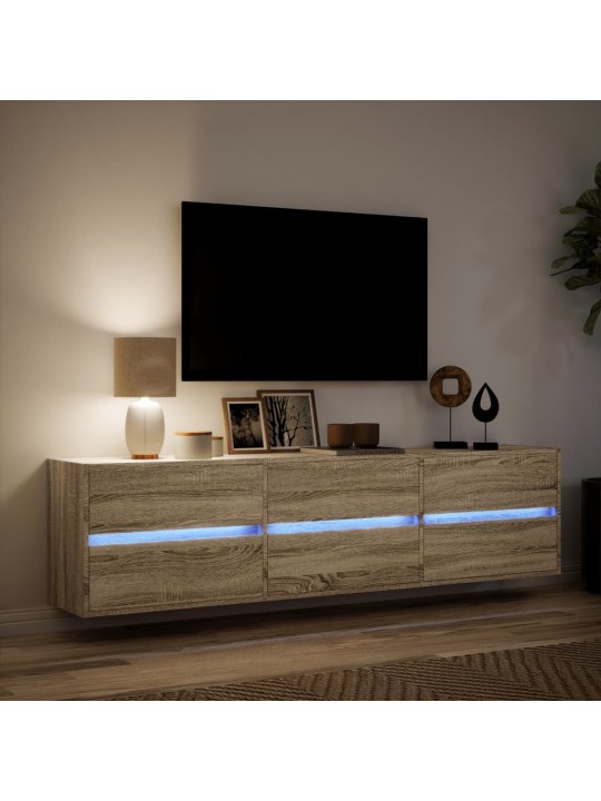 Tv sienas skapītis ar led, ozolkoka, 180x31x45 cm