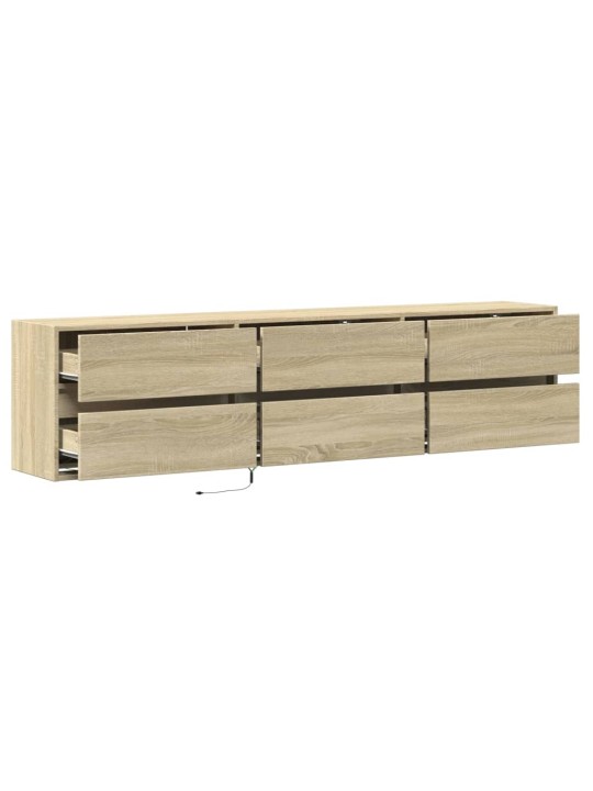 Tv sienas skapītis ar led, ozolkoka, 180x31x45 cm