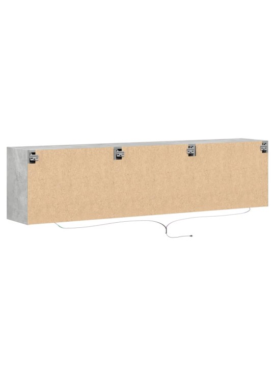 Tv sienas plaukts ar led, betona pelēks, 180x31x45 cm