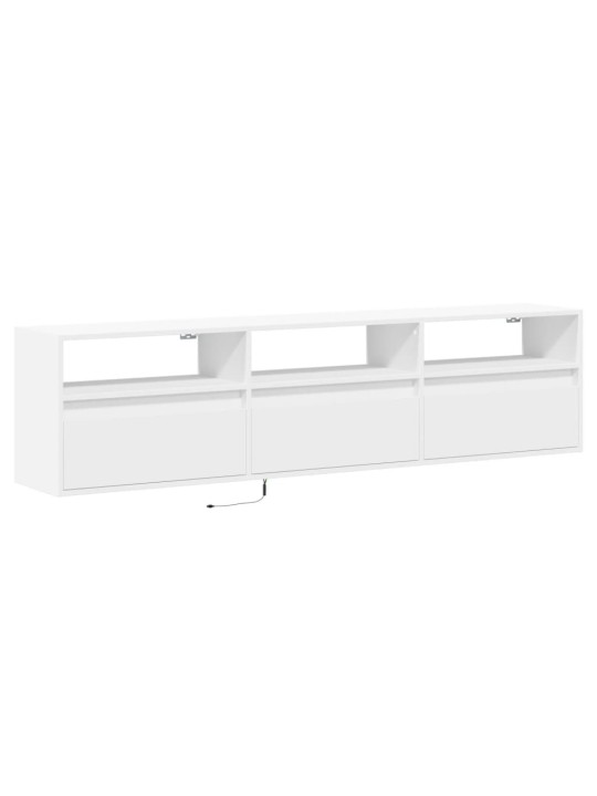 Tv sienas plaukts ar led, balts, 180x31x45 cm