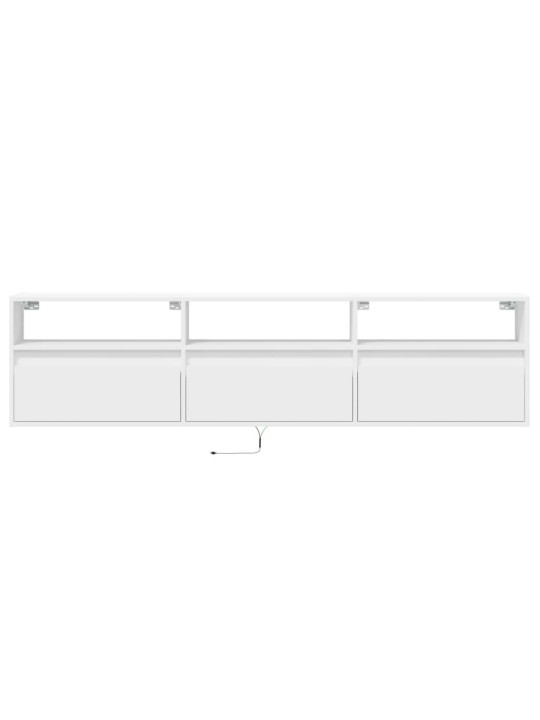 Tv sienas plaukts ar led, balts, 180x31x45 cm