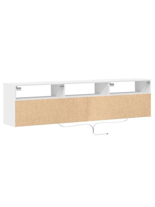 Tv sienas plaukts ar led, balts, 180x31x45 cm