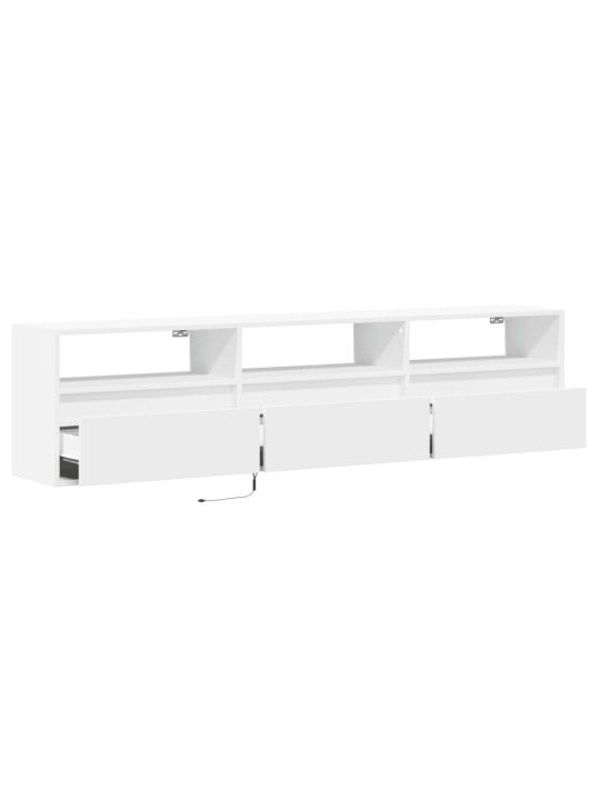 Tv sienas plaukts ar led, balts, 180x31x45 cm