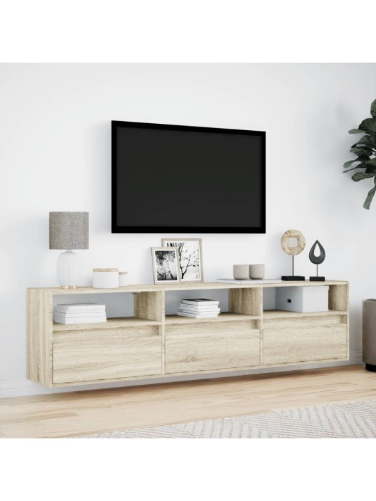 Tv sienas skapītis ar led, ozolkoka, 180x31x45 cm