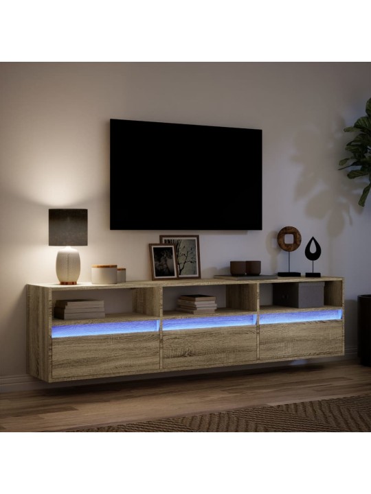 Tv sienas skapītis ar led, ozolkoka, 180x31x45 cm