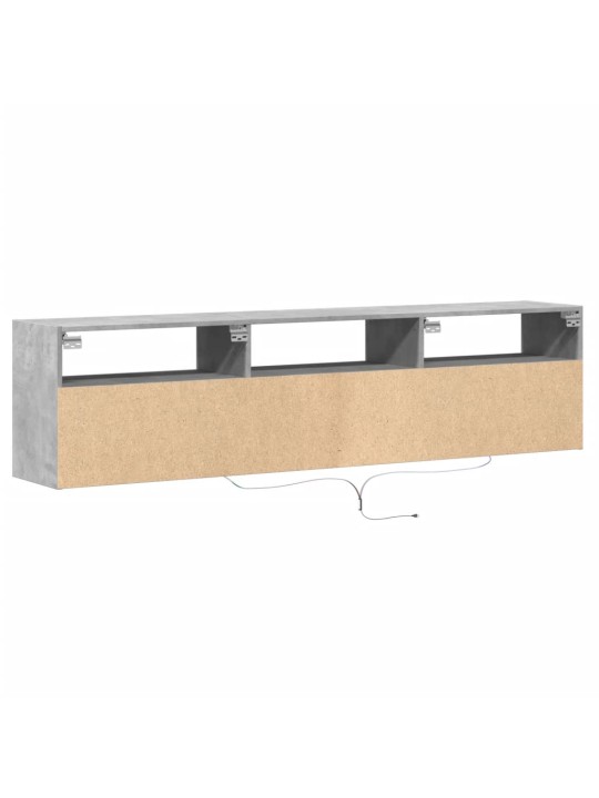 Tv sienas plaukts ar led, betona pelēks, 180x31x45 cm