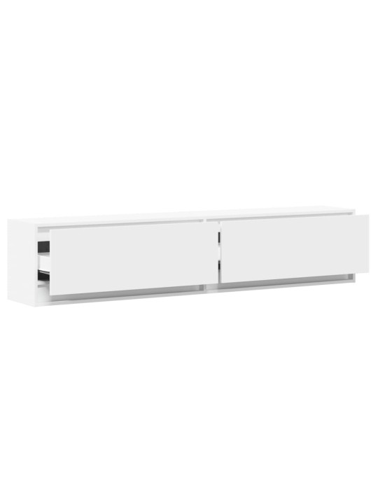 Tv sienas plaukts ar led, balts, 180x31x38 cm