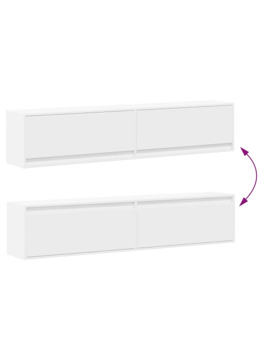 Tv sienas plaukts ar led, balts, 180x31x38 cm