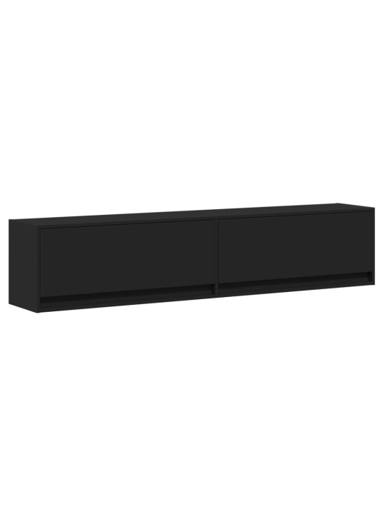 Tv sienas skapītis ar led, melns, 180x31x38 cm