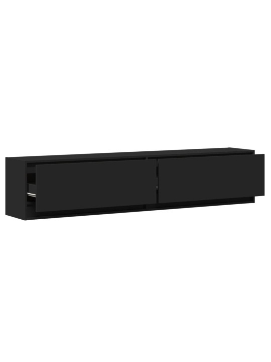 Tv sienas skapītis ar led, melns, 180x31x38 cm