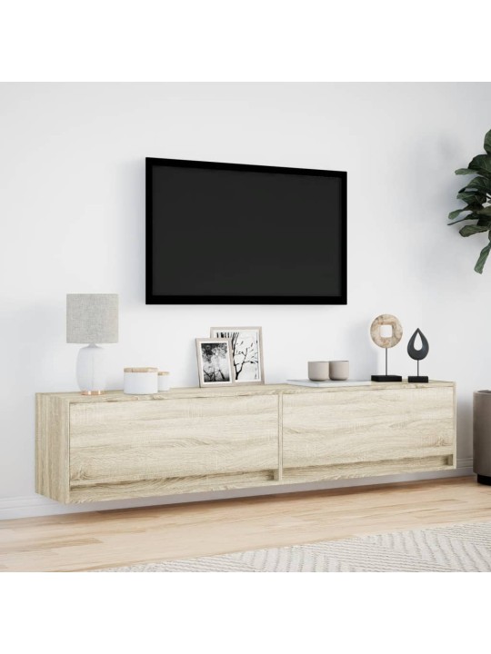 Tv sienas skapītis ar led, ozolkoka, 180x31x38 cm