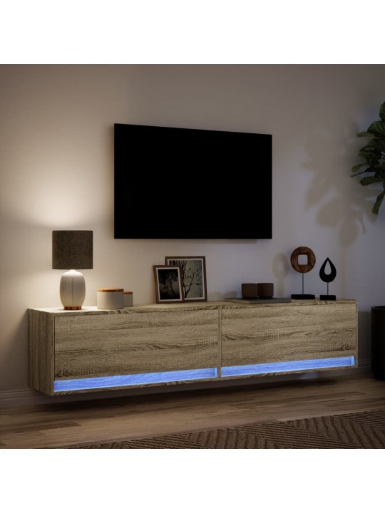 Tv sienas skapītis ar led, ozolkoka, 180x31x38 cm