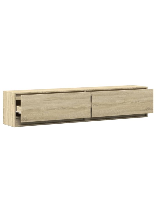 Tv sienas skapītis ar led, ozolkoka, 180x31x38 cm
