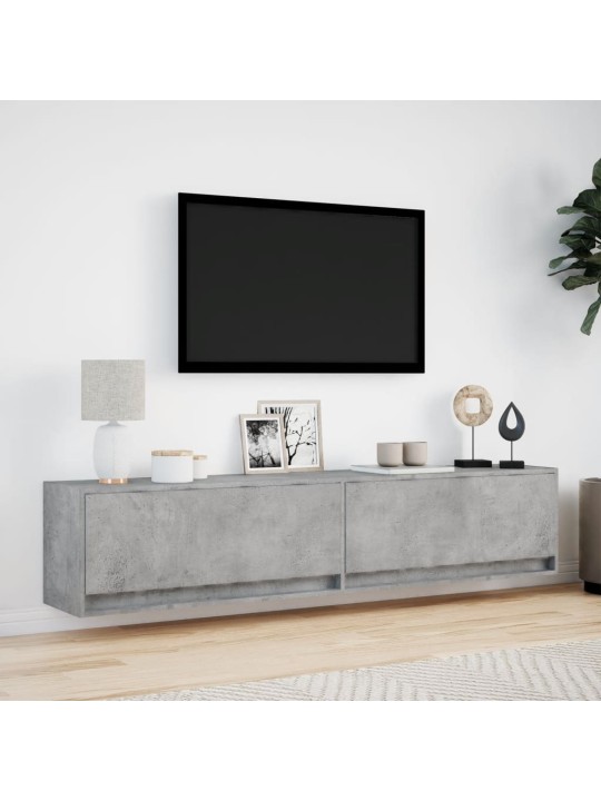 Tv sienas skapītis ar led, betona pelēks, 180x31x38 cm