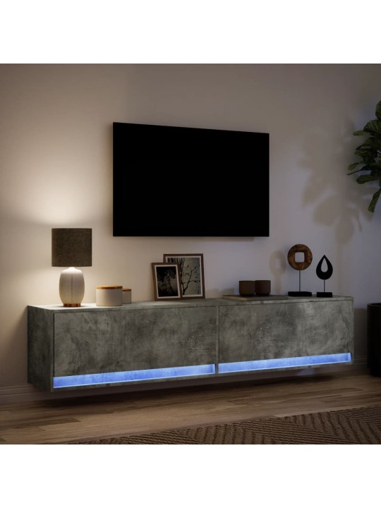 Tv sienas skapītis ar led, betona pelēks, 180x31x38 cm