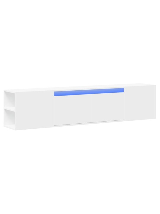 Tv sienas plaukts ar led, balts, 180x31x39,5 cm