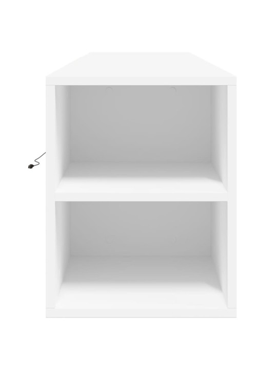 Tv sienas plaukts ar led, balts, 180x31x39,5 cm