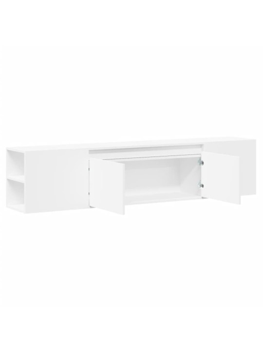 Tv sienas plaukts ar led, balts, 180x31x39,5 cm