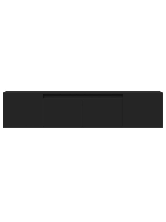 Tv sienas plaukts ar led, melns, 180x31x39,5 cm
